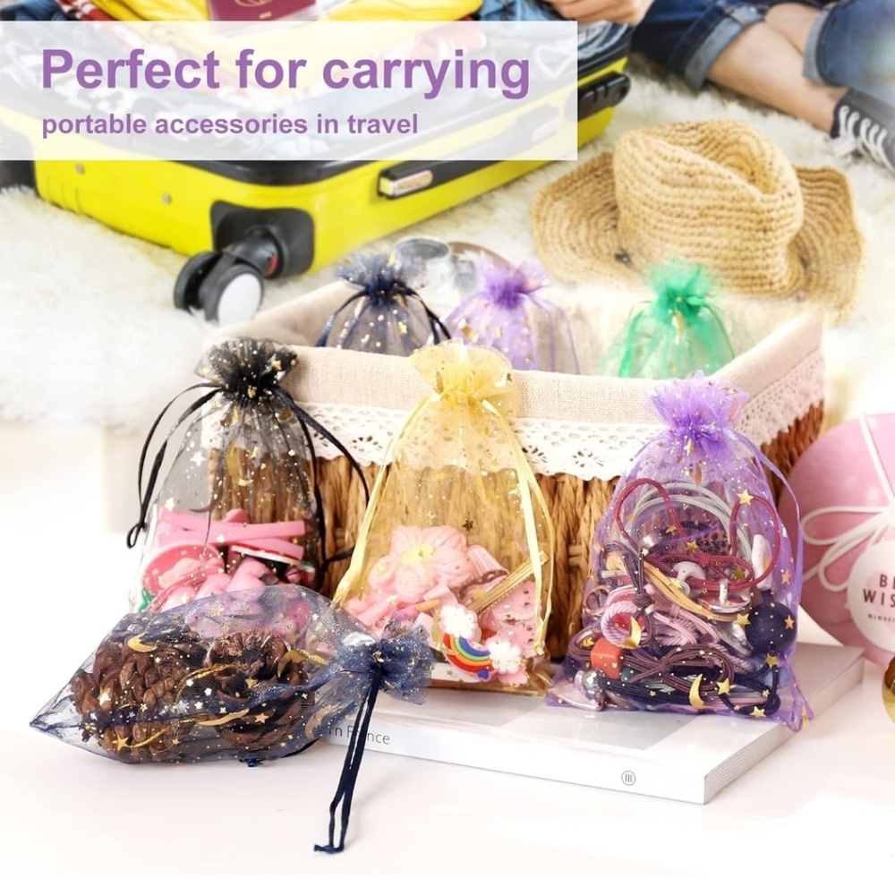 20 Pieces Moon Star Organza Bags, 3x4“ Mixed Color - Picture 6 of 6